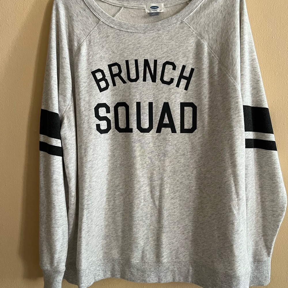 Old Navy Gray 'Brunch Squad' Women's Long Sleeve Sweater -XL